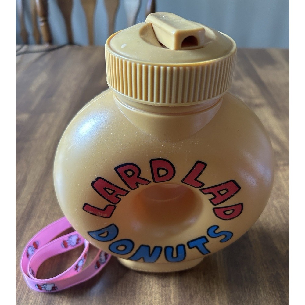 The Simpsons Lard Lad Donuts Pink/Beige Plastic Kids Cup w/ Lid 12 fl oz